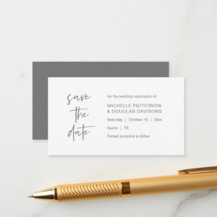 Save the date, modern minimalist, Dark Grey Enclosure Card