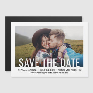 Save the Date Modern One Photo 1 Picture Wedding Magnetic Invitation