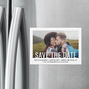 Save the Date Modern One Photo 1 Picture Wedding Magnetic Invitation