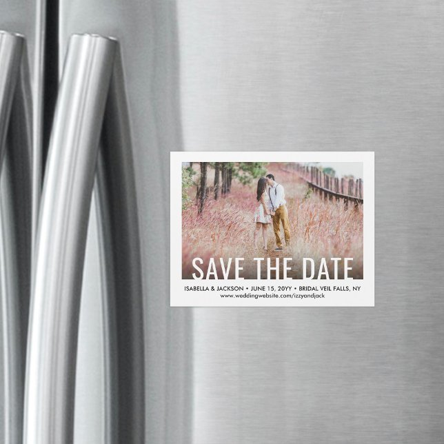 Save the Date Modern One Photo 1 Picture Wedding Magnetic Invitation (Creator Uploaded)