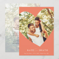 SAVE THE DATE modern photo elegant heart peach