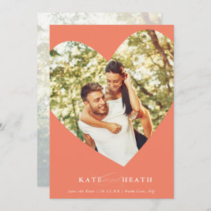SAVE THE DATE modern photo elegant heart peach Invitation