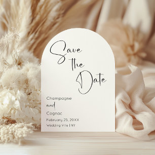 Save The Date Modern Script Arch Wedding Photo Invitation
