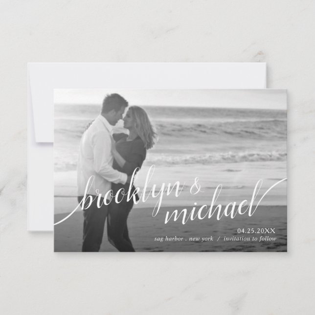 Save the Date Modern Script Wedding Announcement (Front)