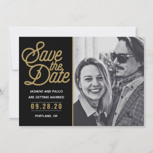 Save The Date Modern Script Wedding Photo Card