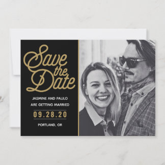 Save The Date Modern Script Wedding Photo Card