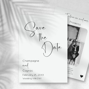 Save The Date Modern Script Wedding Photo Invitation
