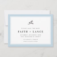 SAVE THE DATE modern sprig simple border baby blue