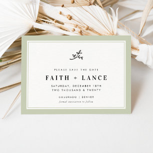 SAVE THE DATE modern sprig simple border sage Invitation
