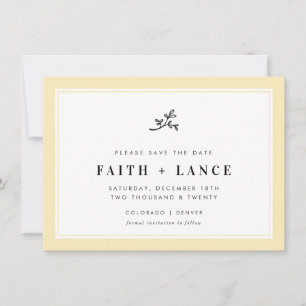 SAVE THE DATE modern sprig simple lemon yellow