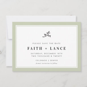 SAVE THE DATE modern sprig simple sage green