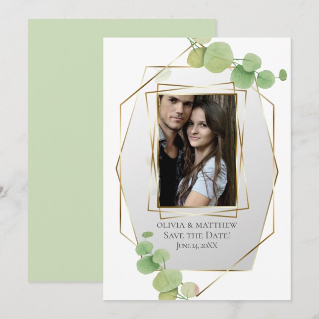 Save the Date | Modern Springtime Eucalyptus Invitation (Front/Back)