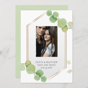 Save the Date   Modern Springtime Eucalyptus Invitation