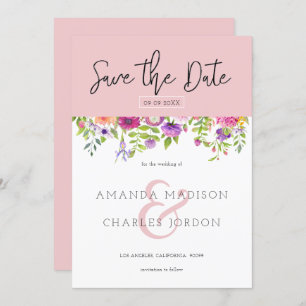 Save the date modern typography & Colourful flower Invitation