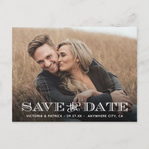 Save the Date Modern Typography Photo Wedding Announcement Postcard