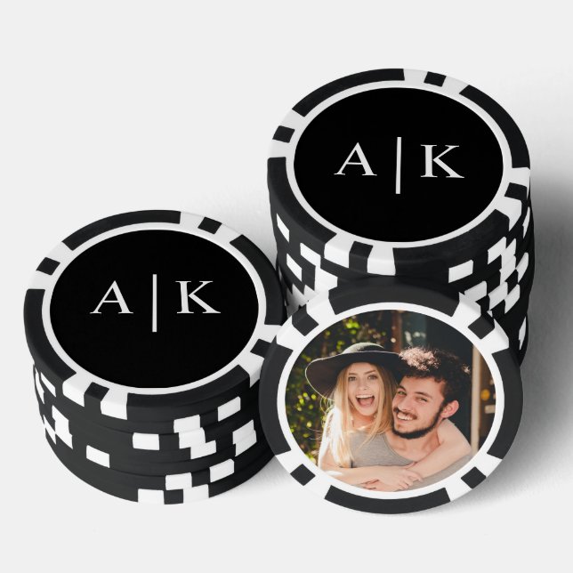 Save the Date Monogram Photo Poker Chip (Stack)