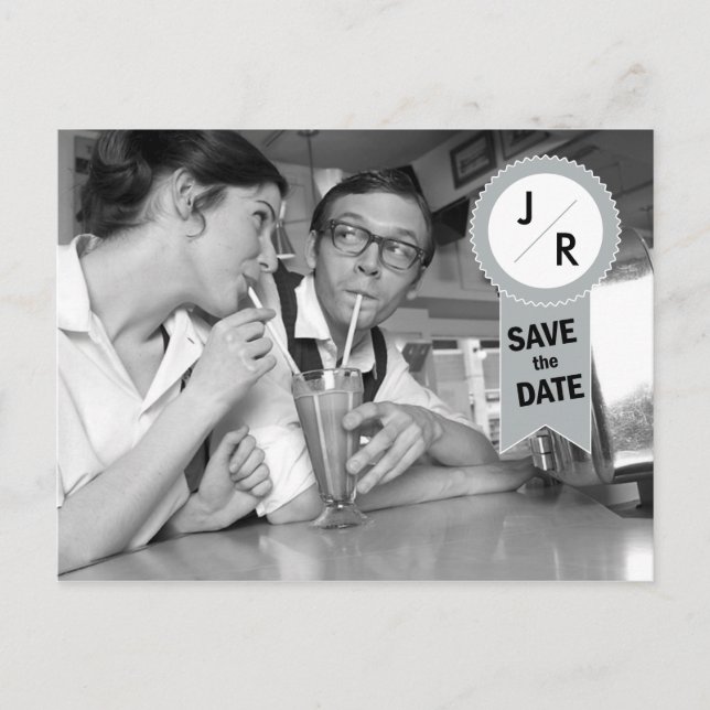 Save the Date Monogram Postcard (Front)