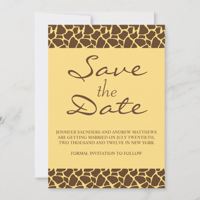 Save the Date Monogram Safari Wedding Invitation (Front)