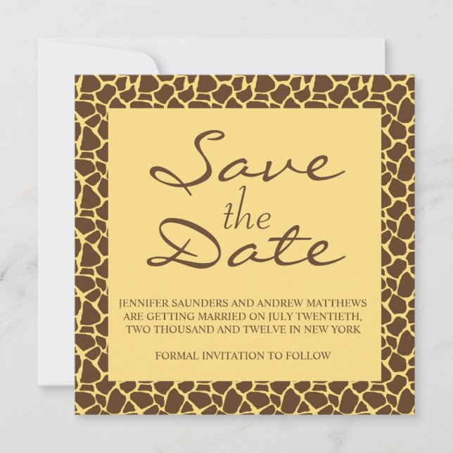 Save the Date Monogram Safari Wedding Invitation (Front)