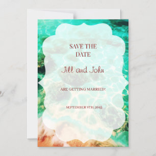  Save the Date mTropical Ocean Water Beach Wedding Magnetic Invitation