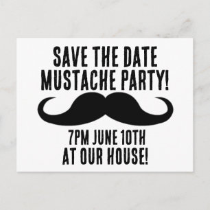 SAVE THE DATE MUSTACHE PARTY KIDS INVITATIONS