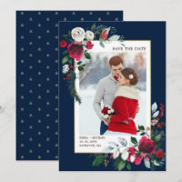 Save the Date. Navy Blue | Burgundy Wedding Photo