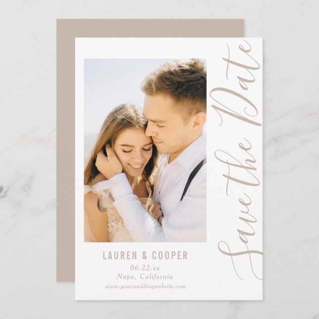 Save The Date Neutral Stylish Modern Wedding (Front/Back)