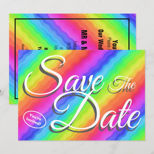 Save The Date Newly Weds Colourful Wedding Invitation (Front/Back)