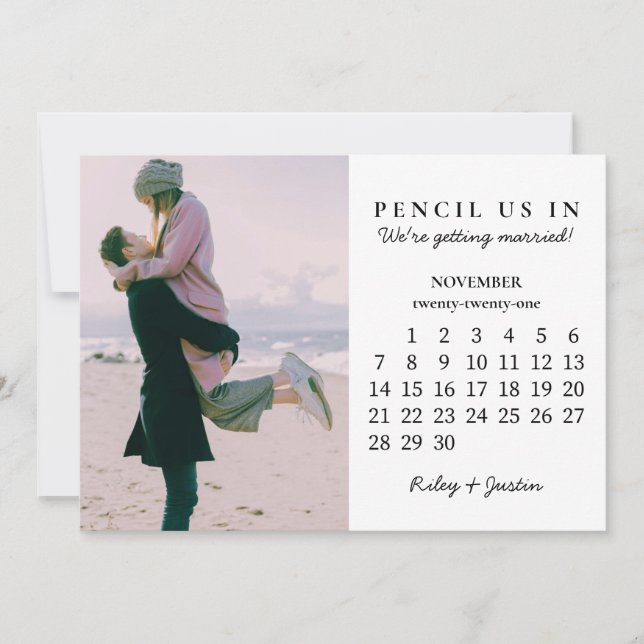 Save the Date | November 2021 Calendar Modern Chic Invitation (Front)