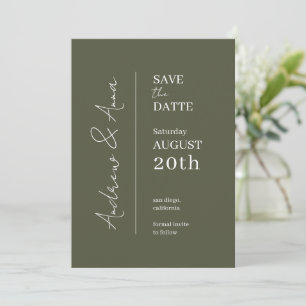 Save the Date Olive Green Card - Charming
