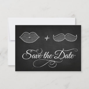 Save the date on black chalkboard invitation