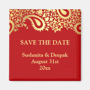 Save the Date Paisleys Elegant Indian Magnet
