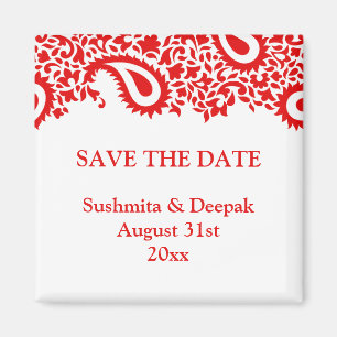 Save the Date Paisleys Elegant Indian Magnet