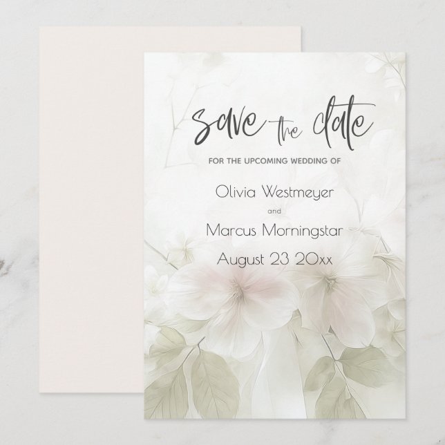 Save the Date Pale Pink Peach Tree Blossoms Invitation (Front/Back)