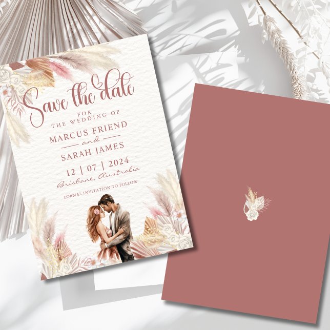 Save The Date Pampas Grass Dried Florals Invitation (Creator Uploaded)