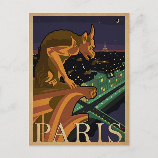 Save the Date | Paris - Gargoile Announcement Postcard (Front)