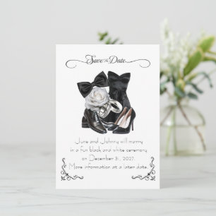 Save the Date Party Style Black & White Wedding