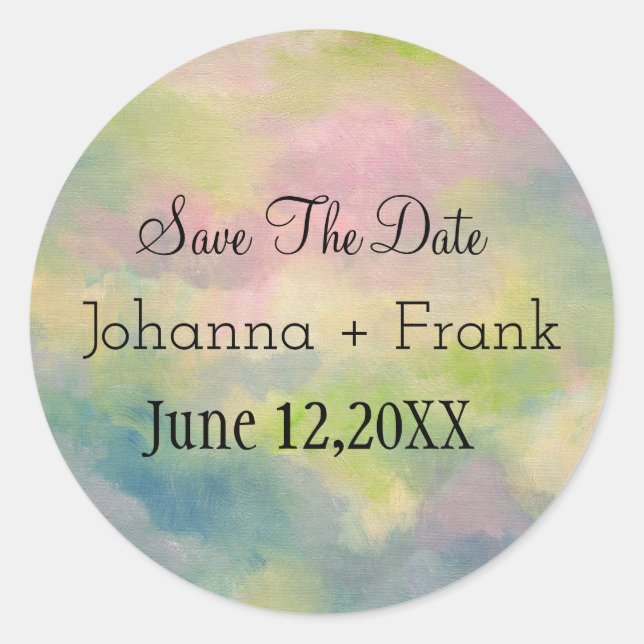Save The Date| Pastels Classic Round Sticker (Front)