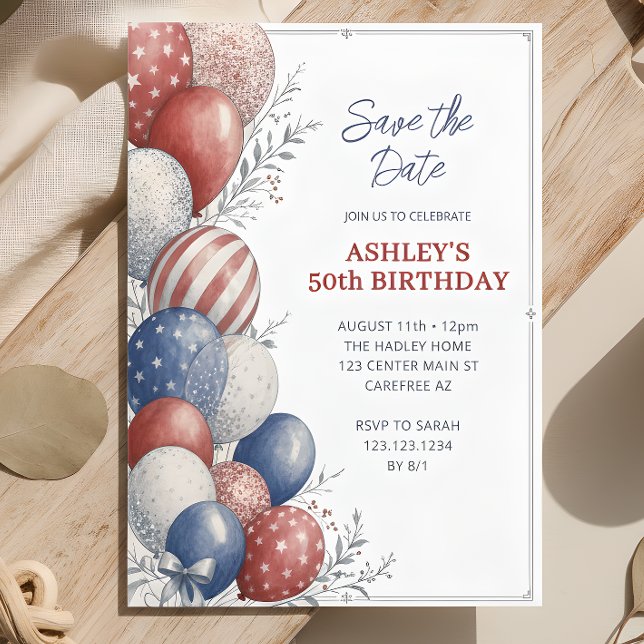 Save the Date Patriotic 50th Birthday Invitation (Creator Uploaded)