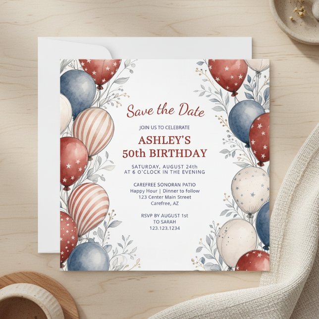 Save the Date Patriotic 50th Birthday Invitation (Creator Uploaded)