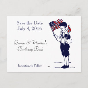 Save the Date Patriotic Flag Fireworks Postcard