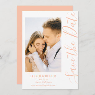 Save The Date Peach Stylish Script Modern Wedding
