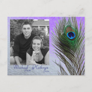 Save the Date - Peacock (Purple) Announcement Postcard