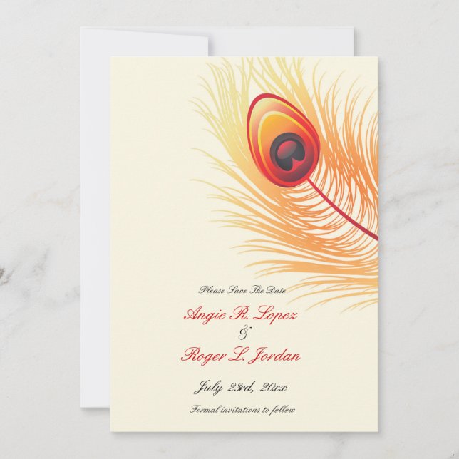 Save The Date Peacock Wedding Invitation (Front)