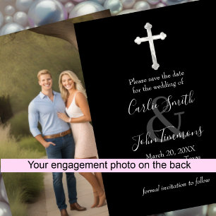 Save the Date Pearly Cross Any Colour Photo