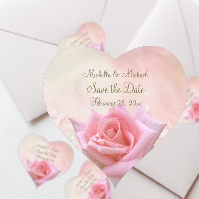 Save the Date Perfect Pink Rose Heart Sticker (Creator Uploaded)