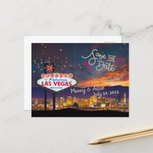 Save the Date Personalised Las Vegas Postcard