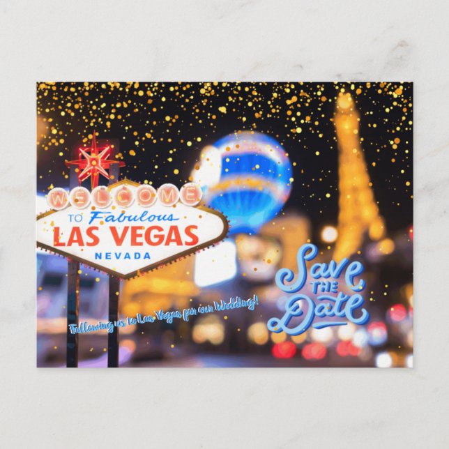 Save the Date Personalised Las Vegas Postcard (Front)
