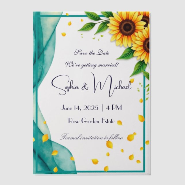 "Save the Date" Personalised Wedding Vellum Invitations (Front)