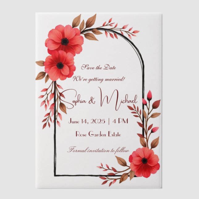 "Save the Date" Personalised Wedding Vellum Invitations (Front)